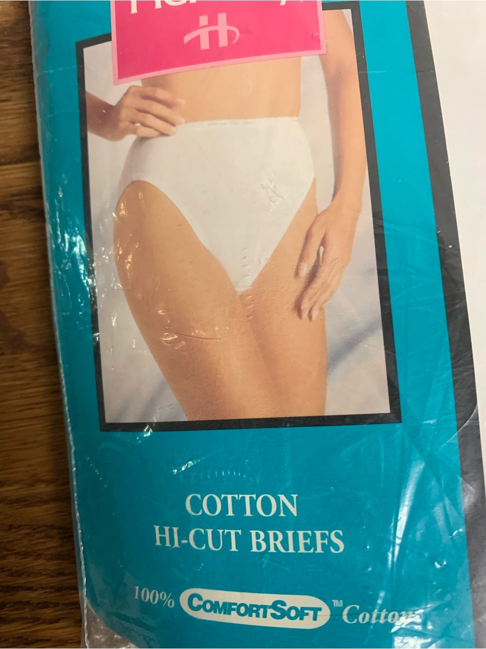 Vintage Deadstock NEW Hanes 3 Her Way White Cotton Hi-Cut Briefs Size 9 - Picture 2 of 5
